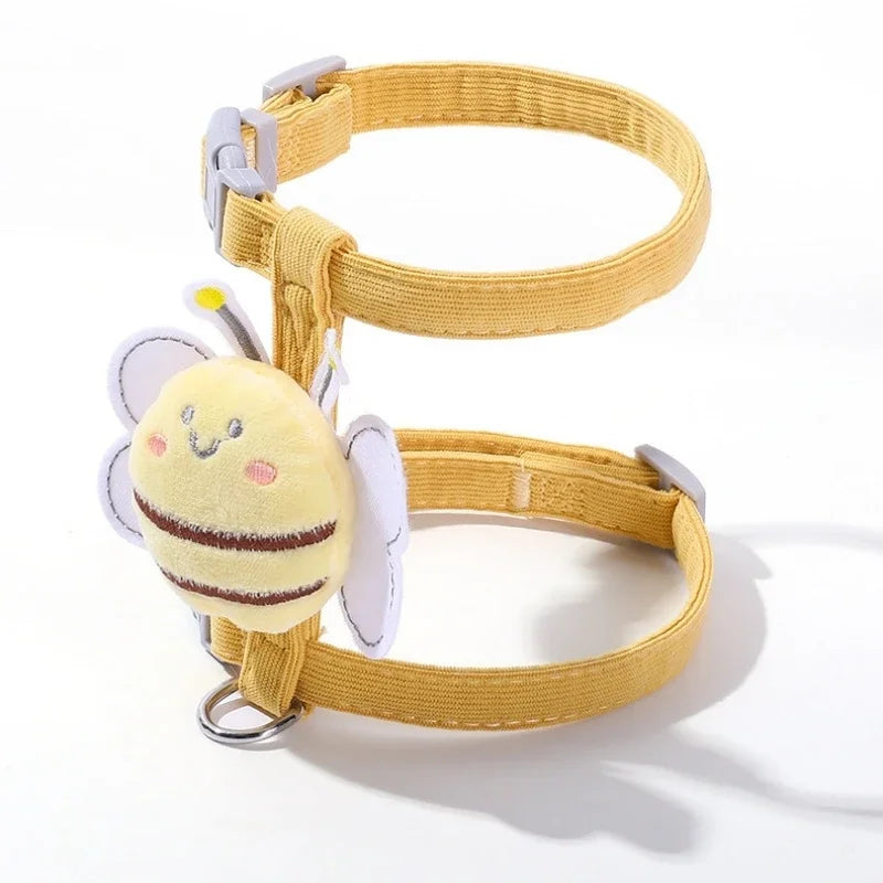Adjustable Cat & Dog Harness Leash Set – Cute Bee Design for Small & Medium Pets | Outdoor Walking Gear