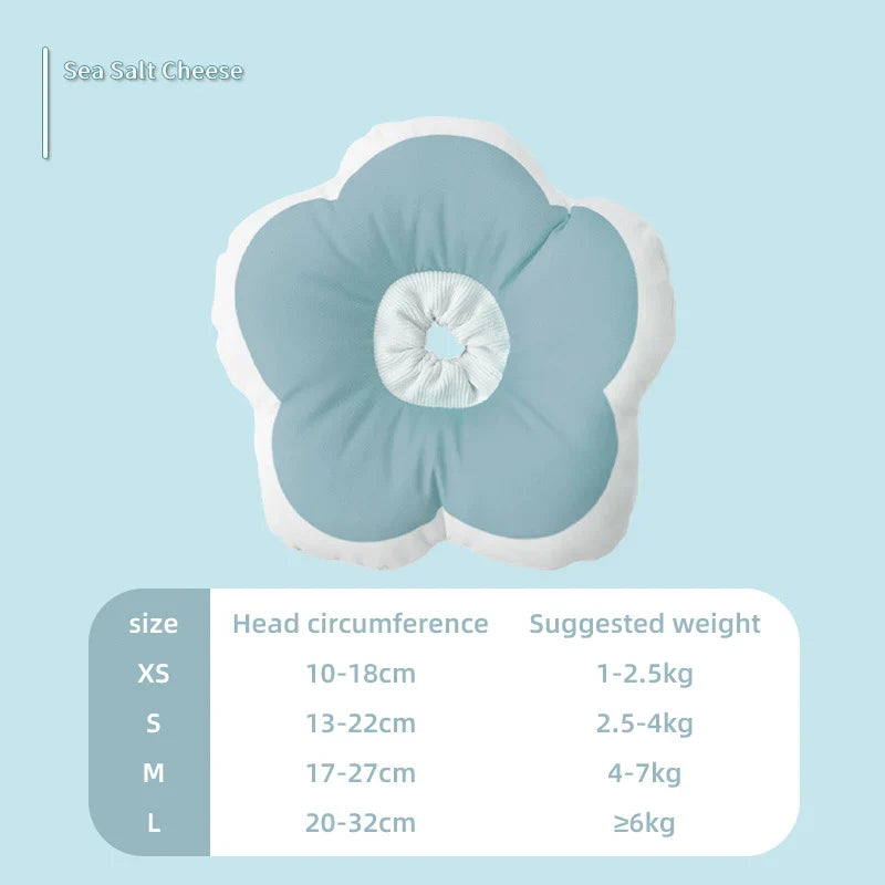 Soft Cotton Flower Cat Recovery Collar | Cute Elizabethan E-Cone for Surgery, Anti-Bite & Adjustable Neck Cover