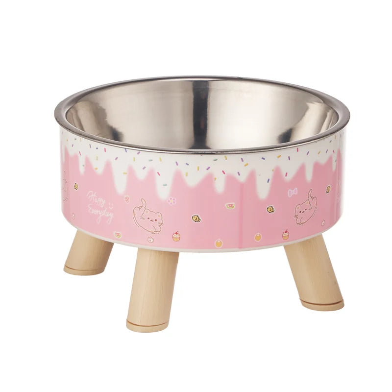 Elevated Dog Bowl | Colorful Ice Cream Design Puppy Feeding & Water Bowl