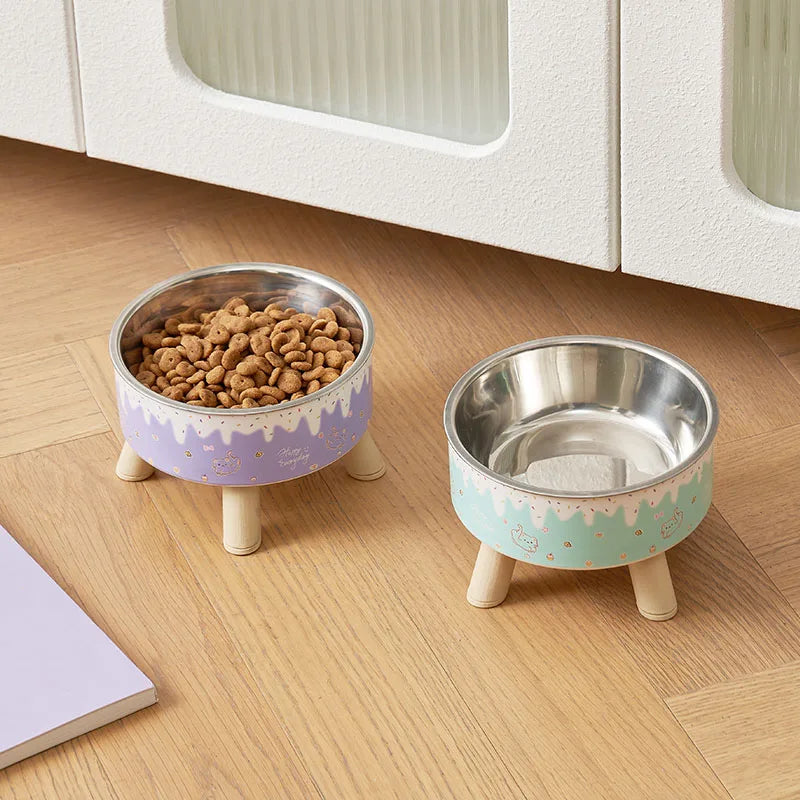 Elevated Dog Bowl | Colorful Ice Cream Design Puppy Feeding & Water Bowl