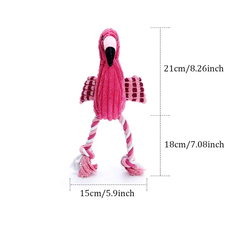 Flamingo Squeaky Plush Dog Toy | Durable Corduroy Chew Toy for Puppies & Small Dogs