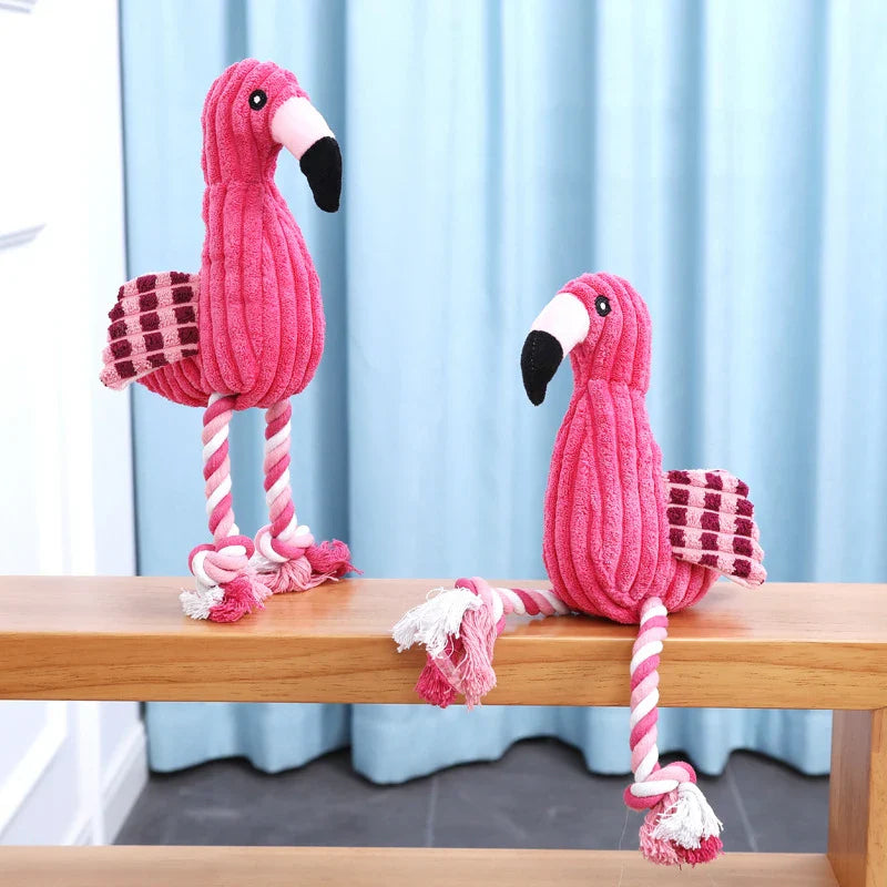Flamingo Squeaky Plush Dog Toy | Durable Corduroy Chew Toy for Puppies & Small Dogs
