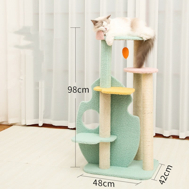Colorful Large Cat Tree with Condo & Hammock | Multi-Level Scratching Post for Big Cats