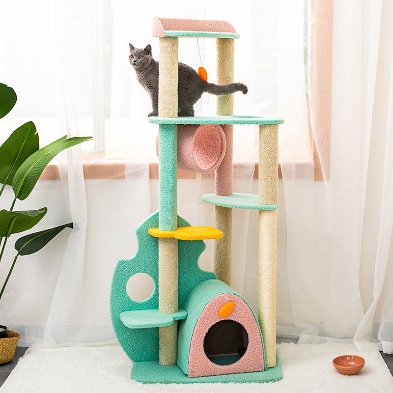 Colorful Large Cat Tree with Condo & Hammock | Multi-Level Scratching Post for Big Cats