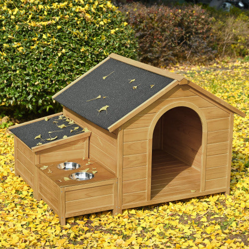 Large Outdoor Wooden Dog House | Weatherproof, Heavy Duty Pet Shelter with Porch for Large Breeds